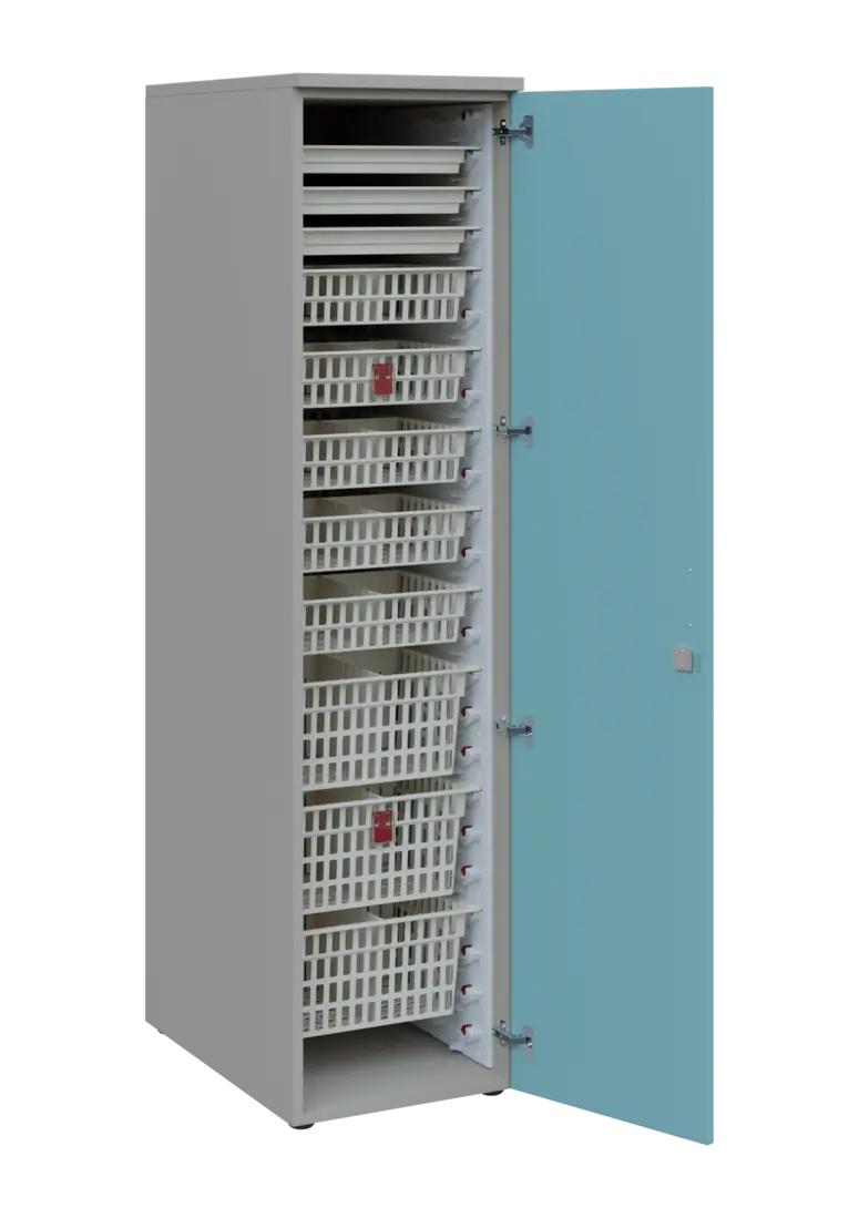 EUROMEDICA D - 46 ABS skříň léková boxová, 1-dveřová, pravá, 1950x460x735, korpus šedý, dvířka obloh